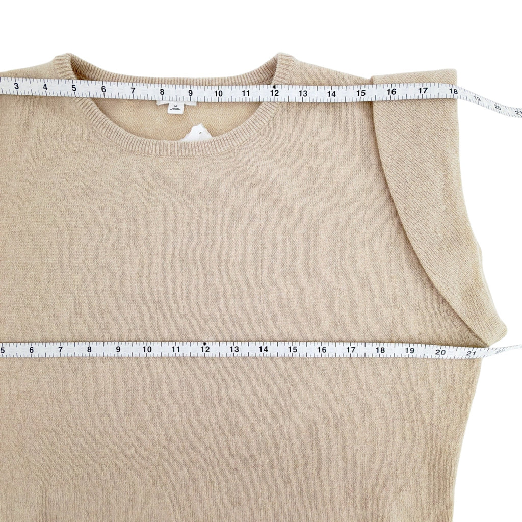 MINNIE ROSE Cashmere Cap Sleeve Knit Tee in Linen M Minnie Rose