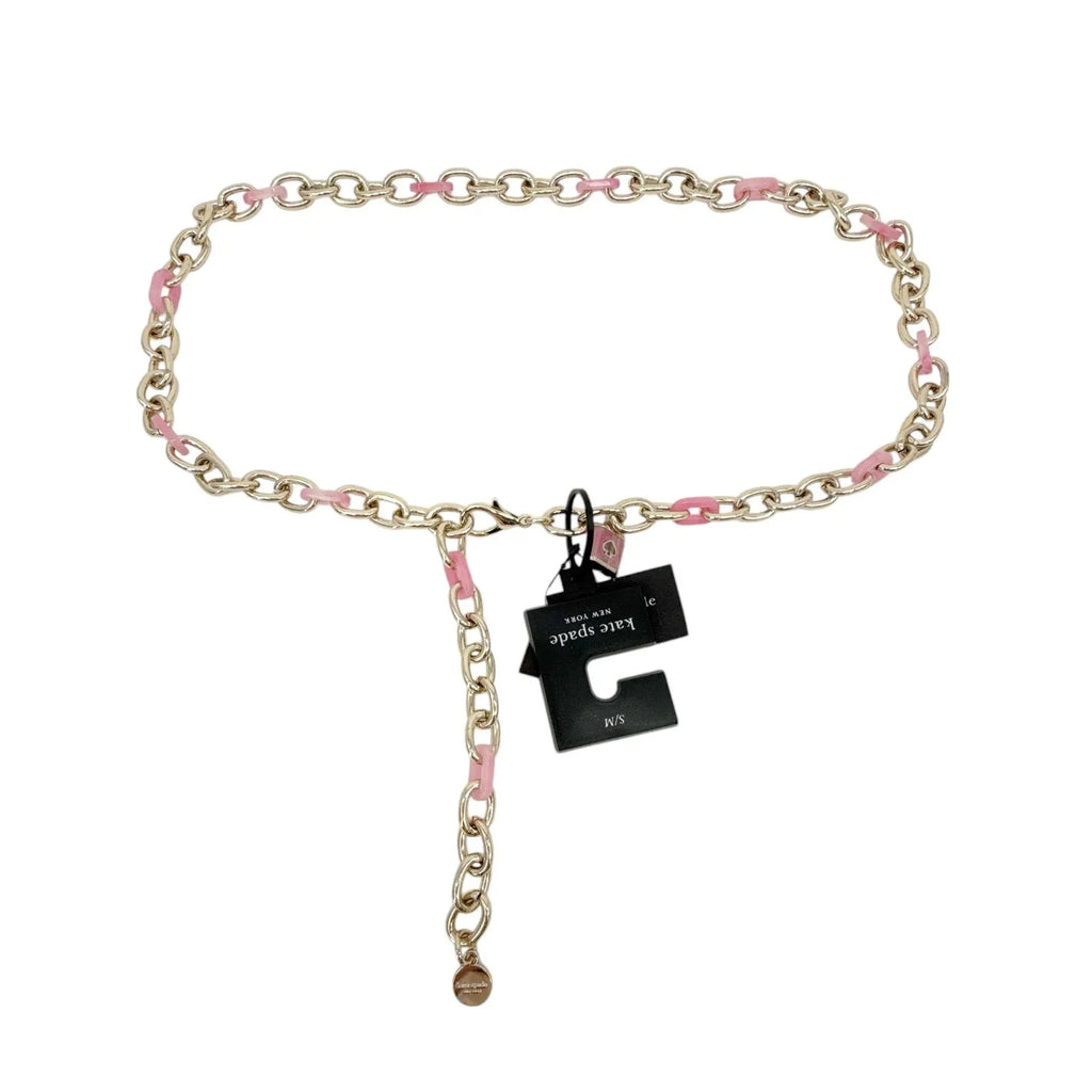 KATE SPADE New York Lock & Spade Chain Link Belt in Pink S/M - flyKAMP