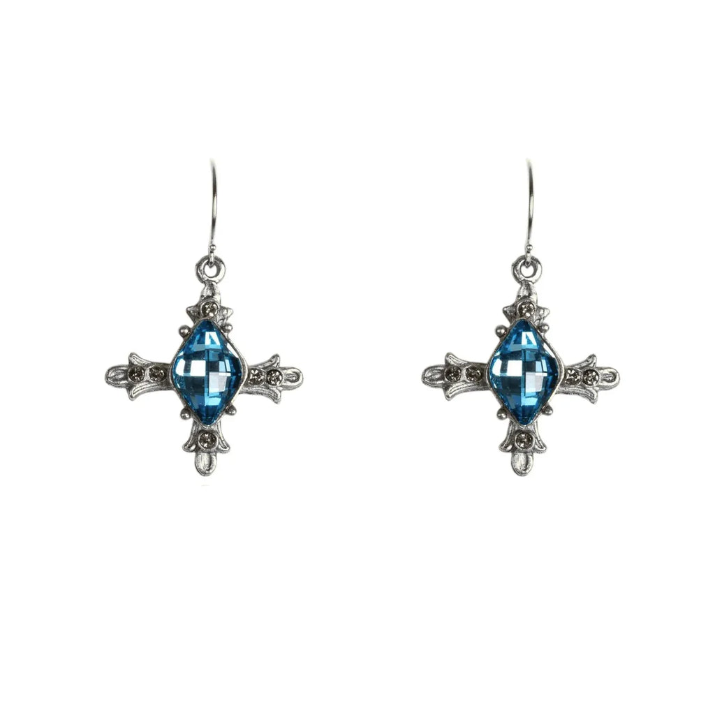 VIRGINS SAINTS & ANGELS VSA Ice Cross Earrings in Silver & Aqua - flyKAMP
