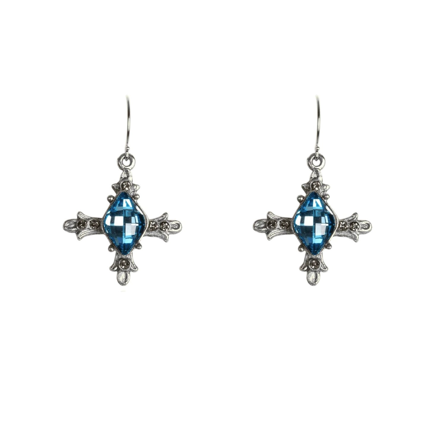 VIRGINS SAINTS & ANGELS VSA Ice Cross Earrings in Silver & Aqua