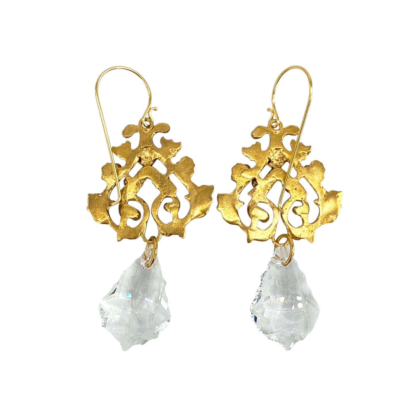 VIRGINS SAINTS & ANGELS VSA Vine Drop Earrings in Gold & Clear Crystal