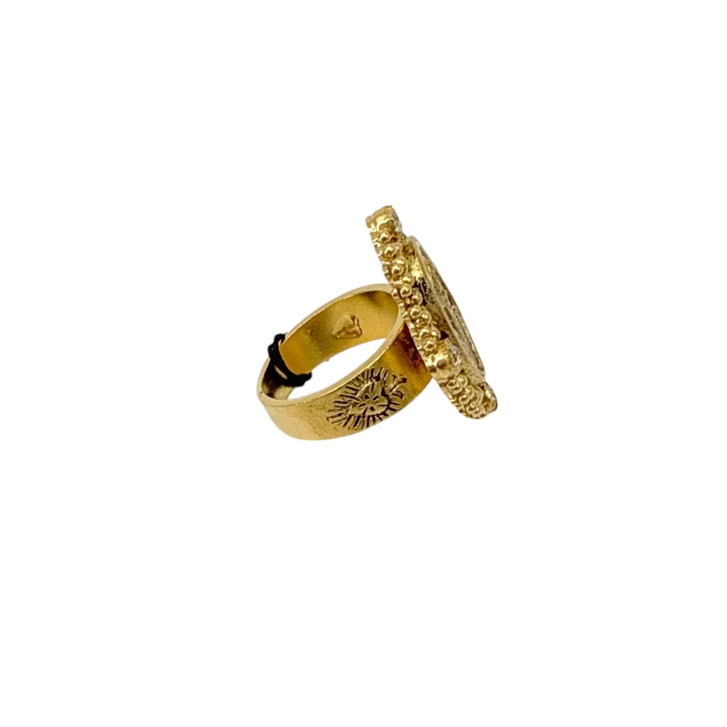 VIRGINS SAINTS & ANGELS VSA Petite Oval Cloister Fatima Ring in Gold 6 - flyKAMP