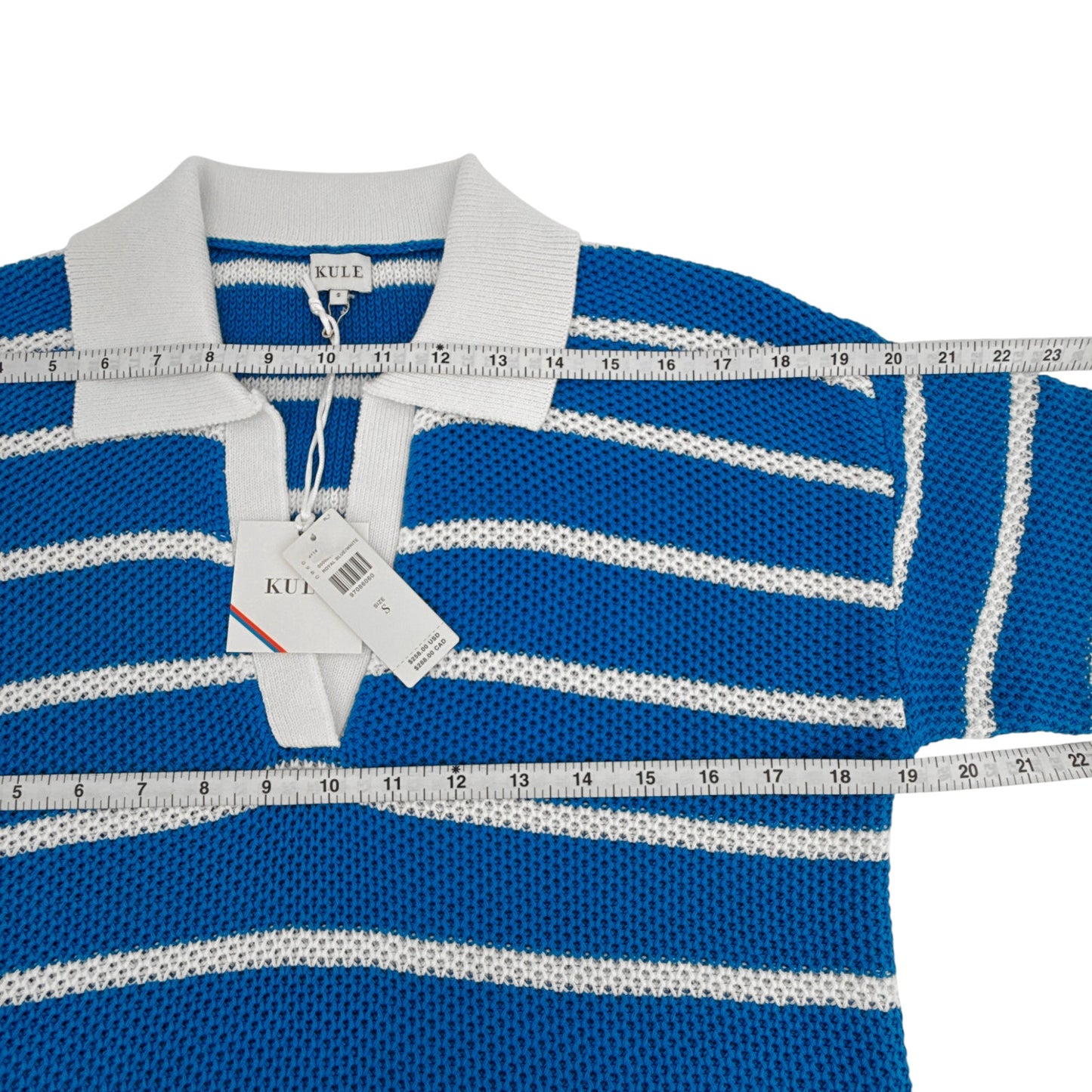 KULE The Fjord Knit Polo in Royal Blue & White S