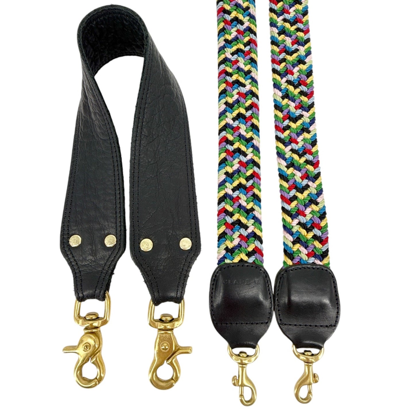 CLARE V. Moyen Messenger in Relaxed Black with Braided Crossbody Strap