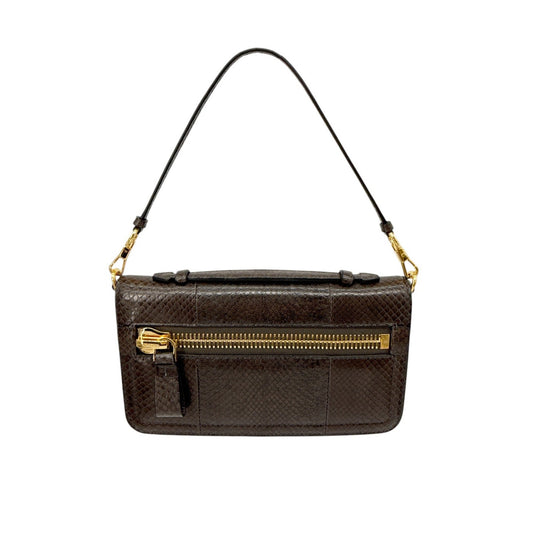 TOM FORD Jennifer Python Clutch Bag with Strap in Graphite