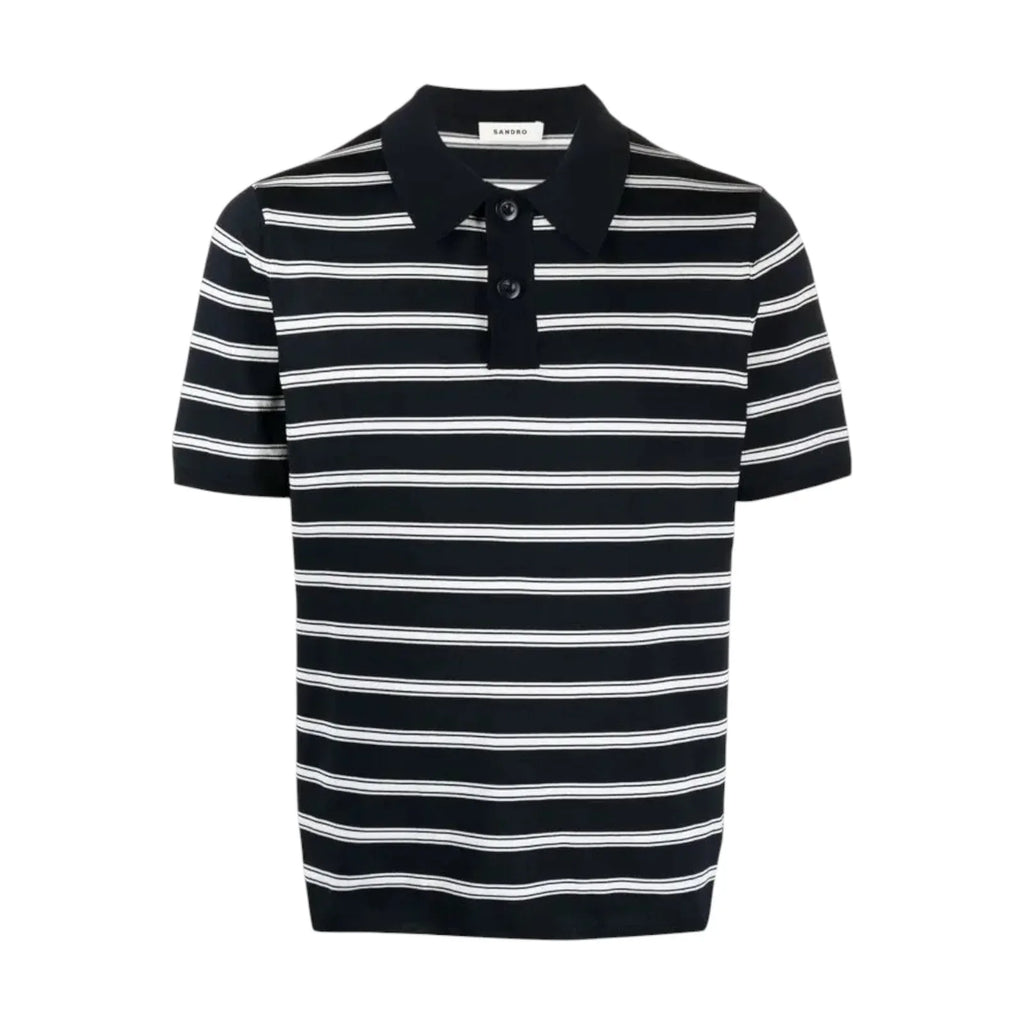 SANDRO Pablo Striped Polo in Fond Marine XXL - flyKAMP