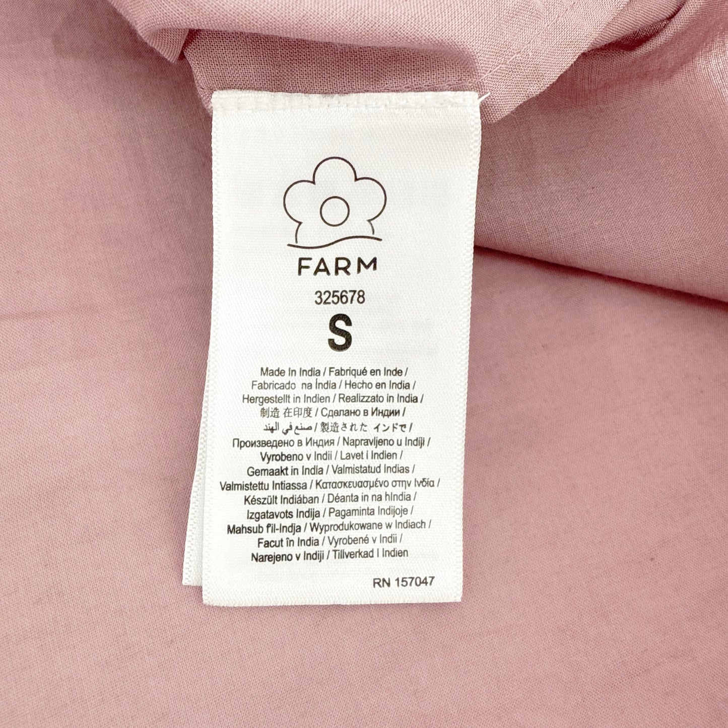 FARM RIO Pleated Yoke Blouse Light Pink S