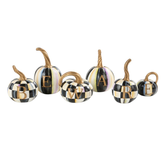 MACKENZIE-CHILDS "BEWARE" Pumpkin Set