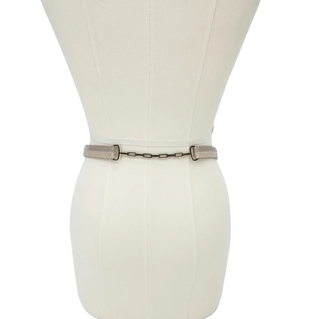 CAROLINA HERRERA Snakeskin & Leather Chain Belt In Latte S - flyKAMP