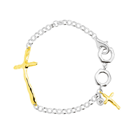 SILPADA In Good Faith Cross Bracelet in Sterling Silver & Gold