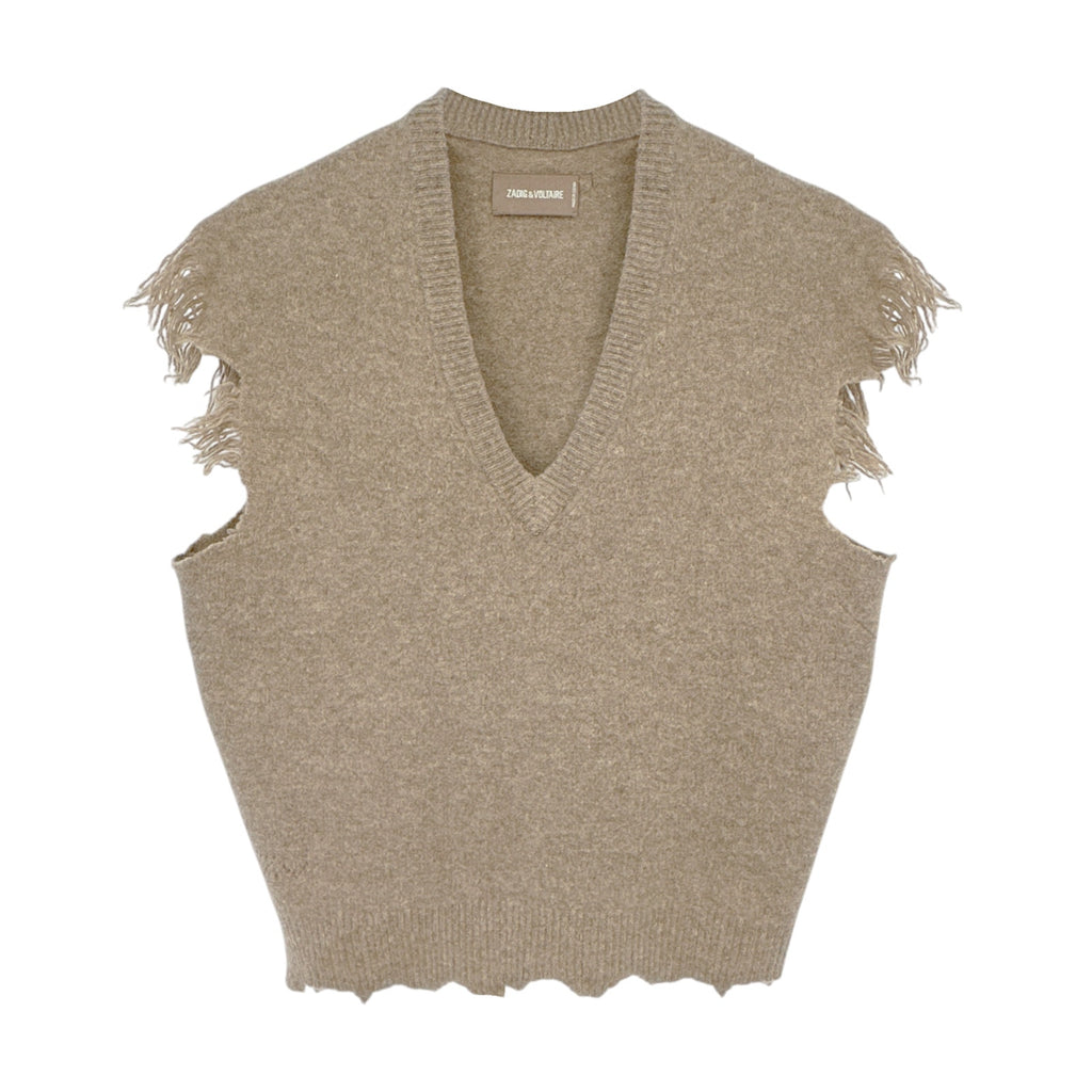 ZADIG and VOLTAIRE Sweater Vest in Tan XS Zadig & Voltaire