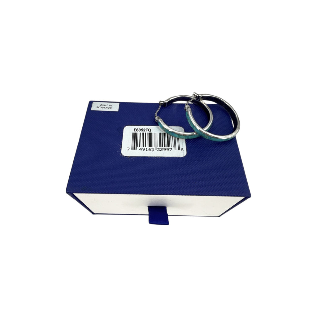 SILPADA Beginner's Luck Silver Compressed Turquoise Hoop Earrings