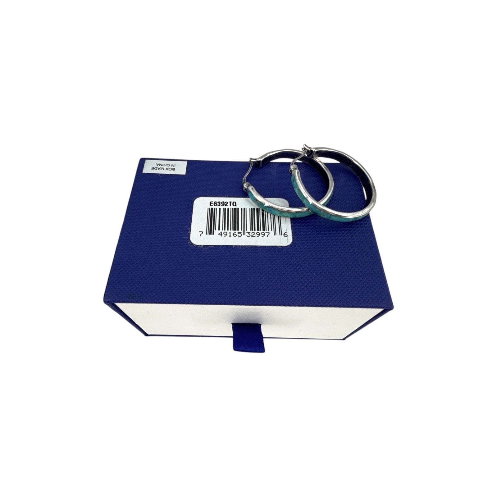 SILPADA Beginner's Luck Silver Compressed Turquoise Hoop Earrings