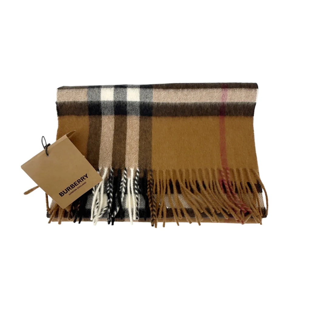 BURBERRY Giant Check Cashmere Scarf in Birch Brown - flyKAMP