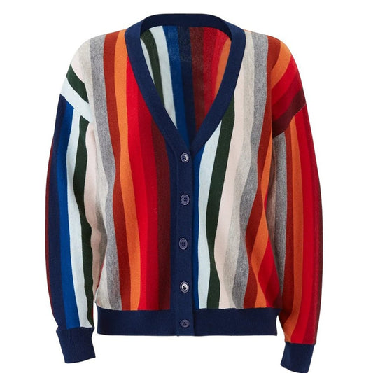 The GREAT. The Co Ed Cardigan Multi Stripe 0|XS