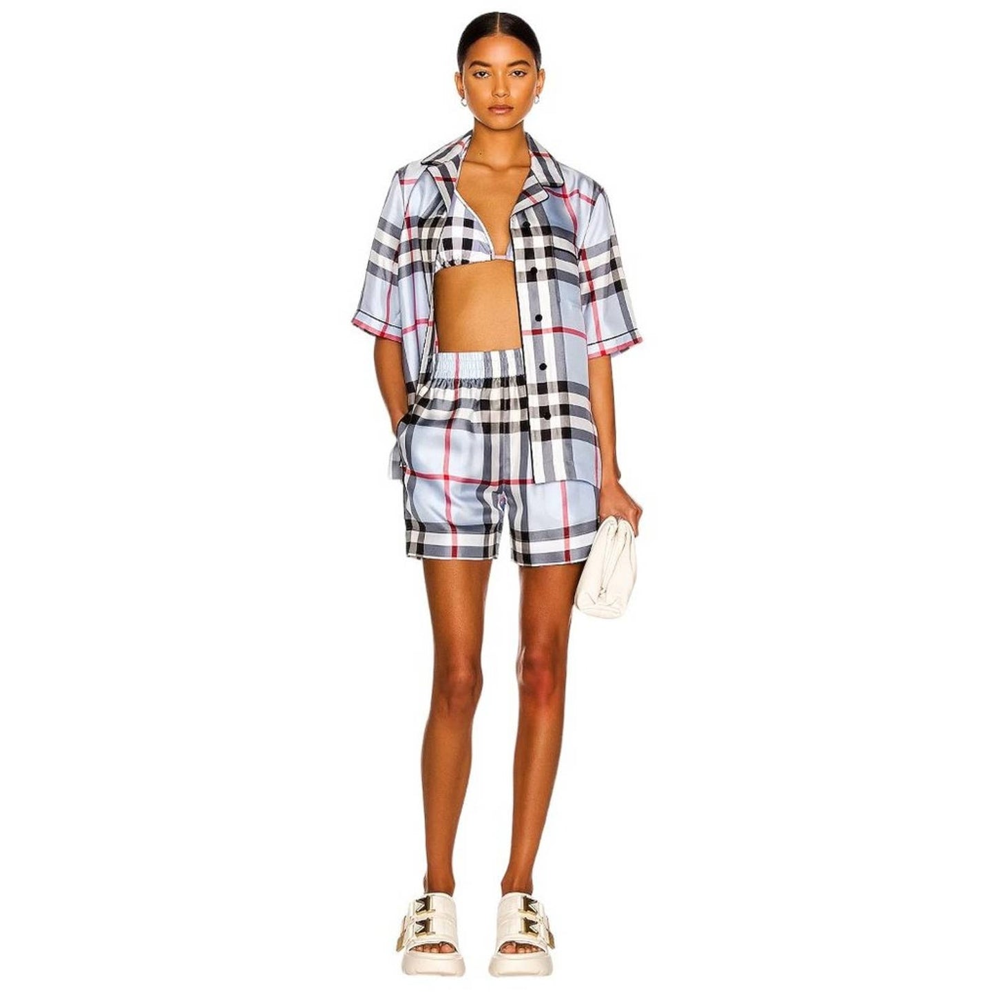 BURBERRY Tierney Bowling Shirt Pale Blue XS