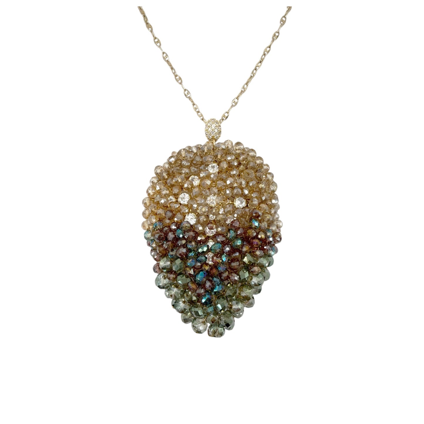 THEIA Jewelry Long Leaf drop pendant necklace in Gold Green
