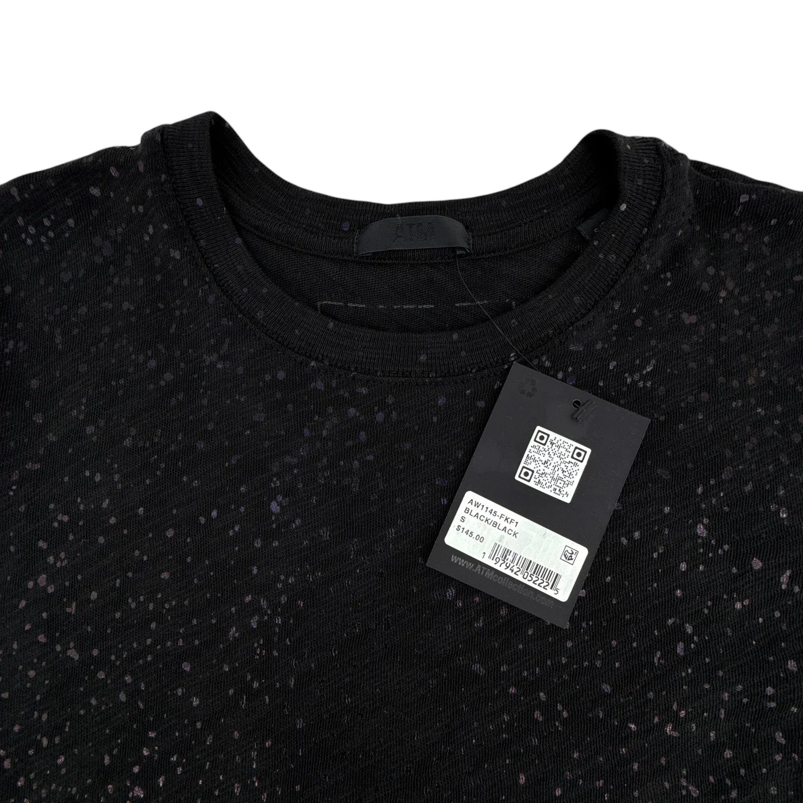 ATM Anthony Thomas Melillo Slub Jersey Schoolboy Tee with Metallic Foil Black S - flyKAMP
