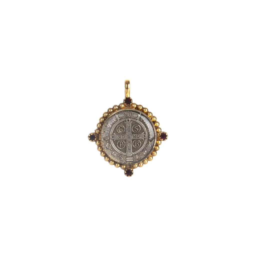 VIRGINS SAINTS & ANGELS VSA Bespoke San Benito Medallion Garnett & Gold Virgins Saints & Angels