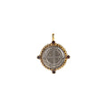 VIRGINS SAINTS & ANGELS VSA Bespoke San Benito Medallion Garnett & Gold Virgins Saints & Angels