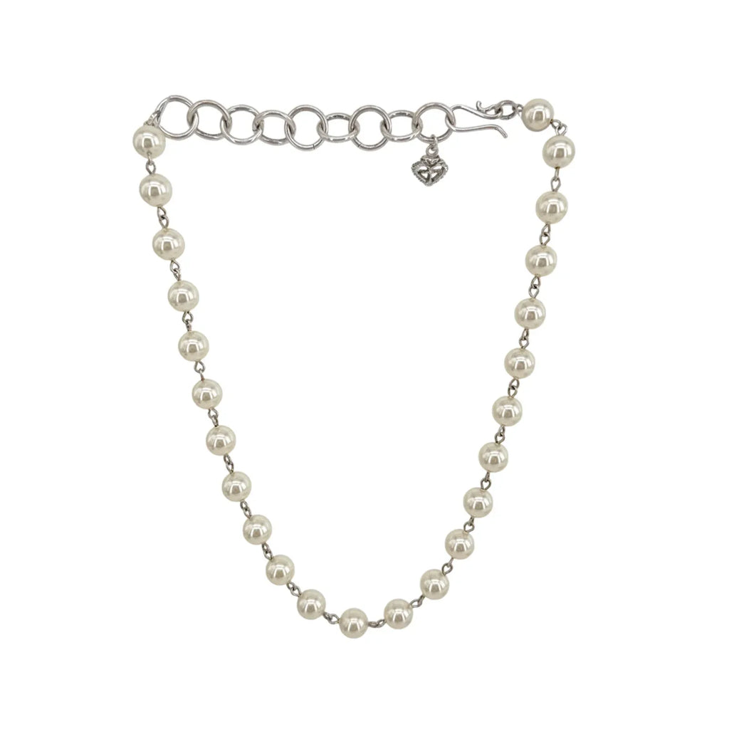VIRGINS SAINTS & ANGELS VSA Iconic Cream 8mm Pearl Choker in Silver - flyKAMP