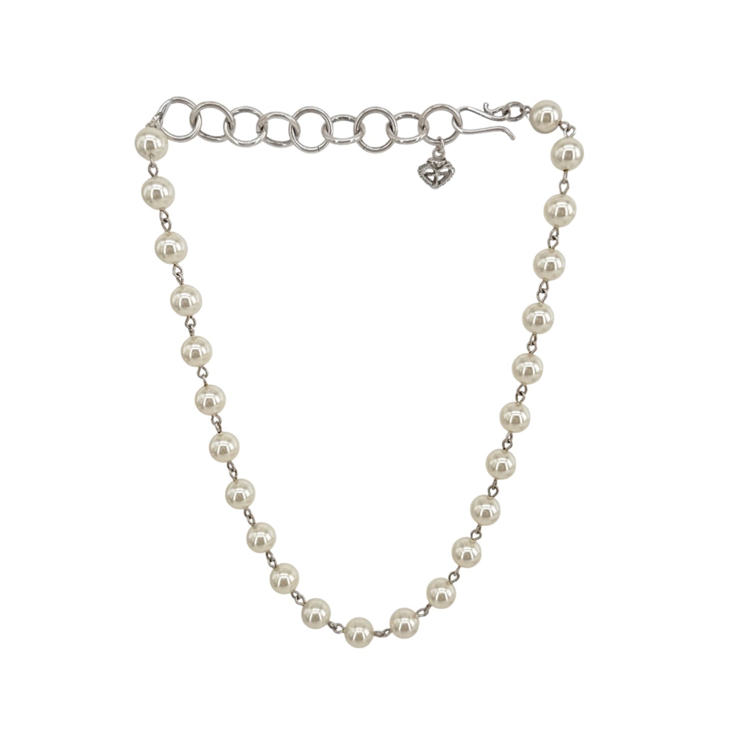 VIRGINS SAINTS & ANGELS VSA Iconic Cream 8mm Pearl Choker in Silver