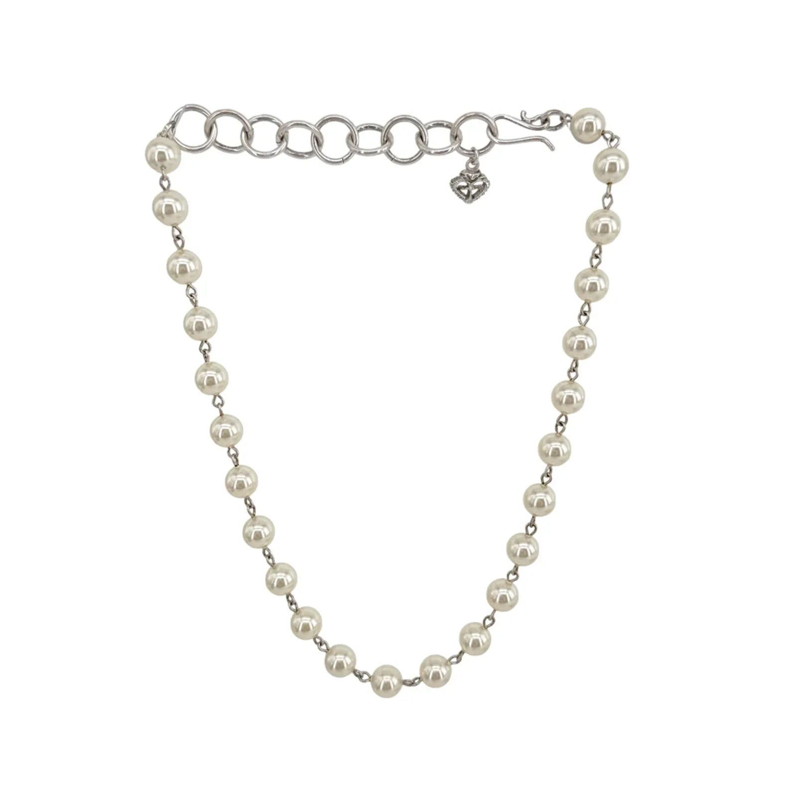 VIRGINS SAINTS & ANGELS VSA Iconic Cream 8mm Pearl Choker in Silver - flyKAMP