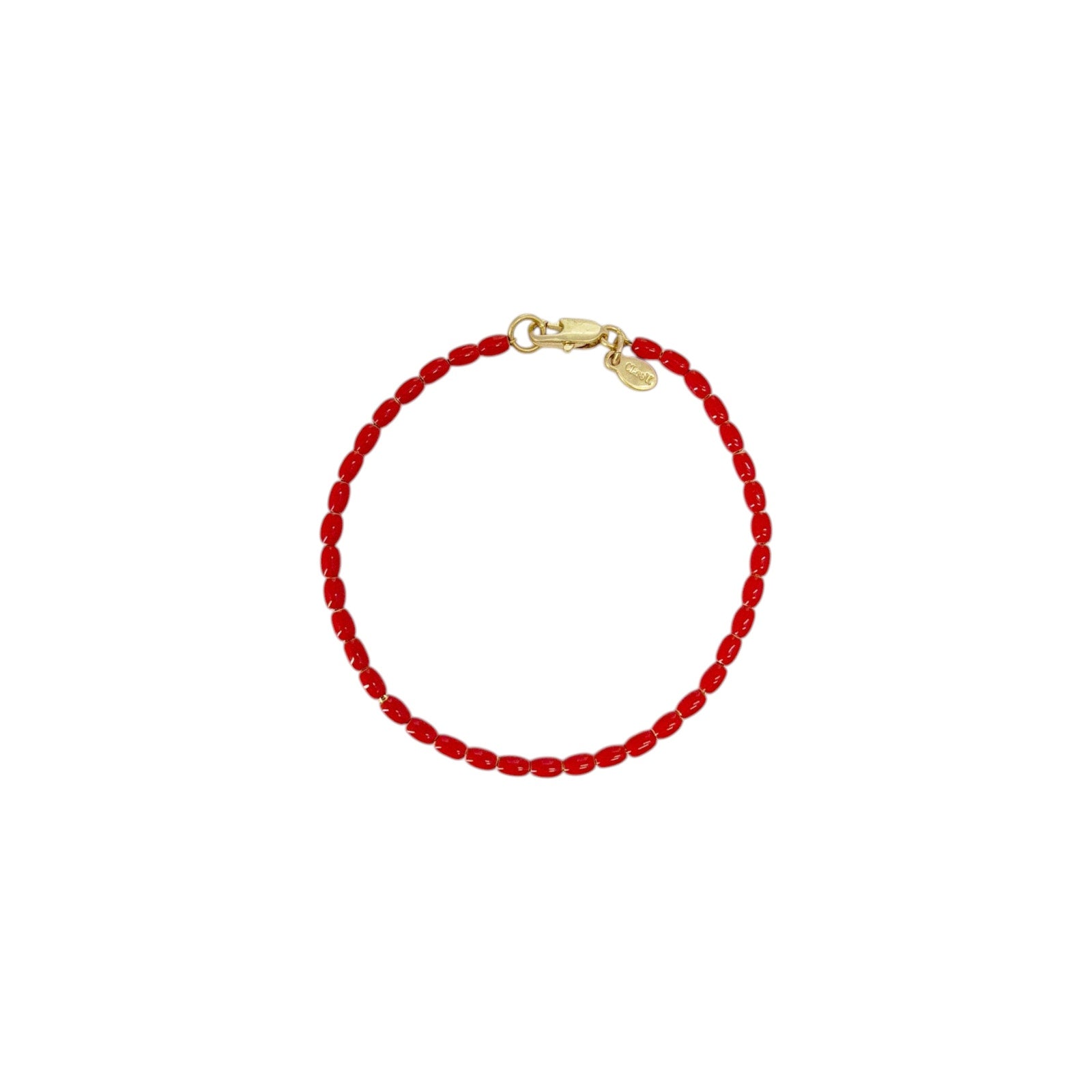 CLARE V. Enamel Barrel Chain Bracelet in Poppy Clare V.