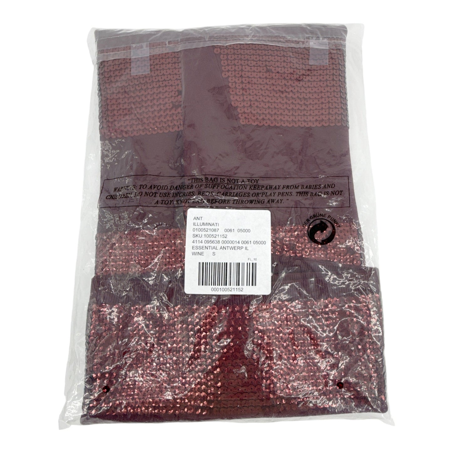 ESSENTIEL ANTWERP Illuminati Sequin Striped Polo Shirt in Wine S