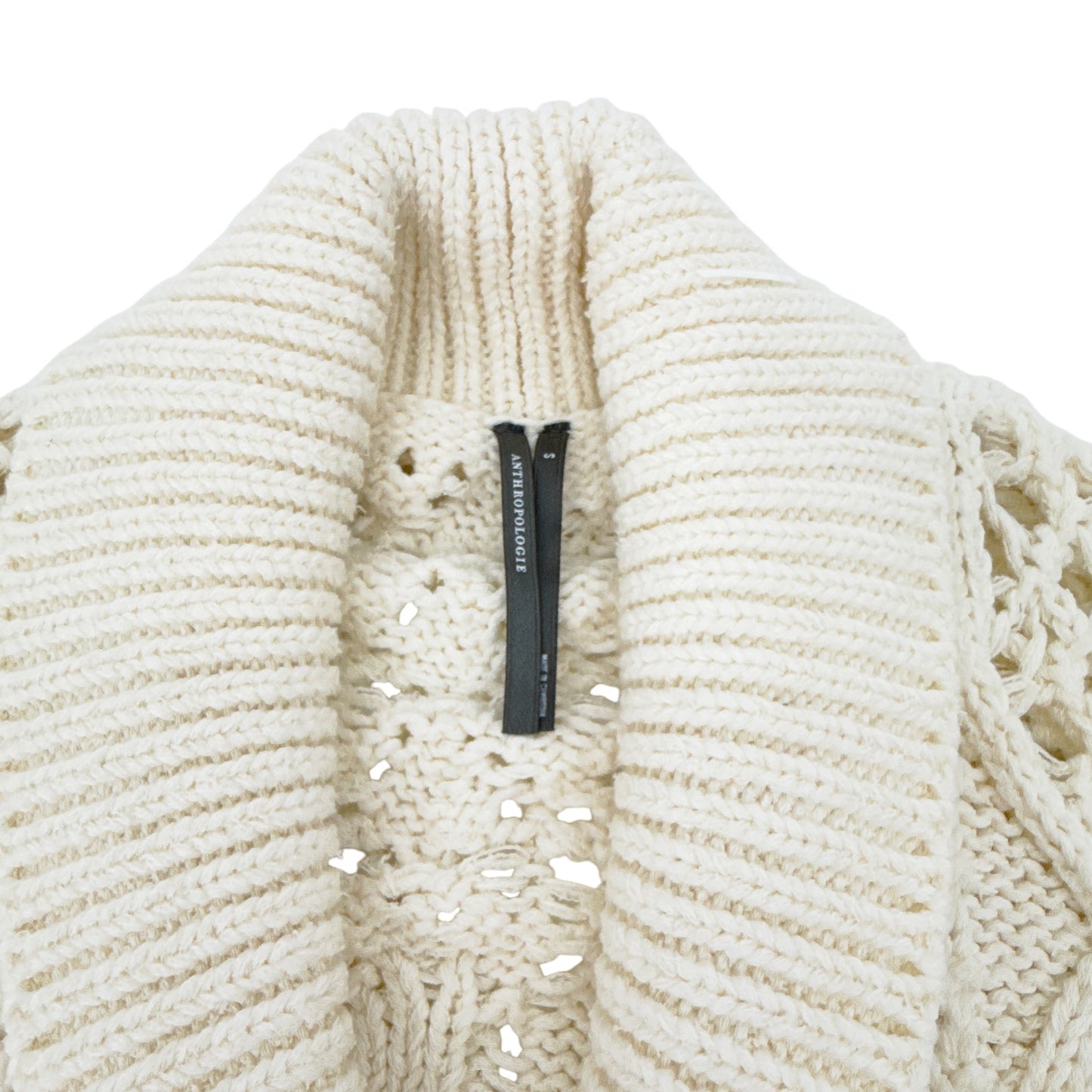 ANTHROPOLOGIE Balloon-Sleeve Twofer Cable-Knit Cardigan Sweater S