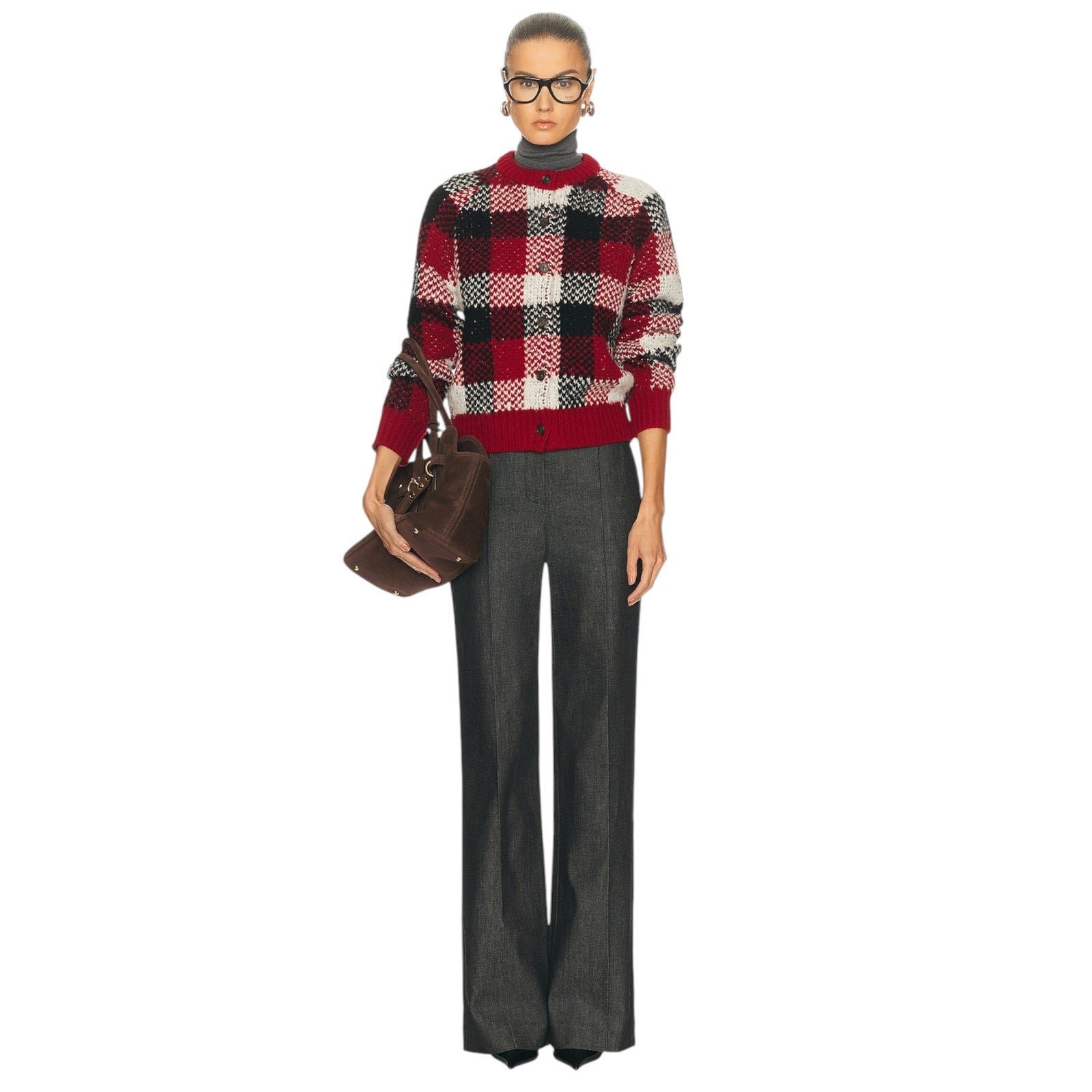 GUEST in RESIDENCE Buffalo Plaid Cardigan in Ruby Combo S Guest in Residence