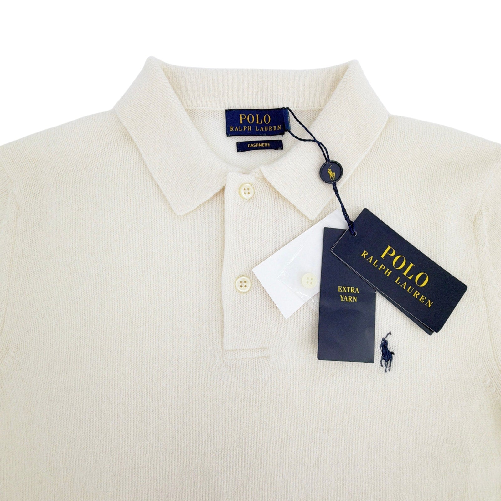POLO RALPH LAUREN Cashmere Polo Shirt in Chic Cream in M Polo Ralph Lauren