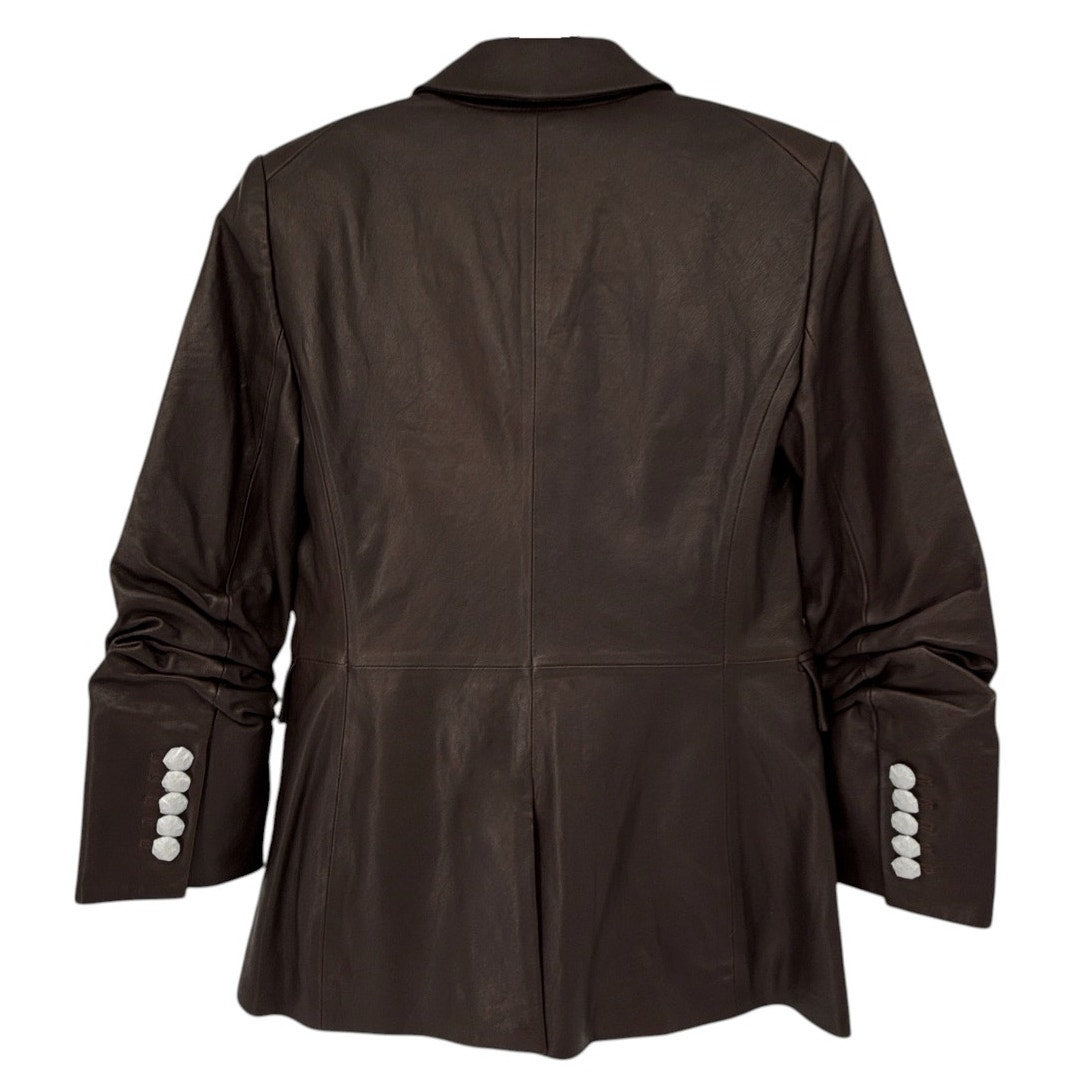 VERONICA BEARD Oneta Leather Dickey Jacket in Brown 2