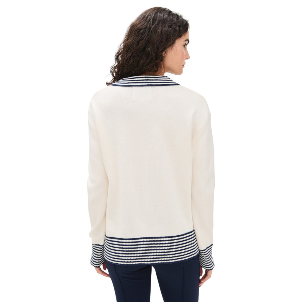 ADDISON BAY Carlyle Rugby Sweater in Cream & Navy XS Addison Bay