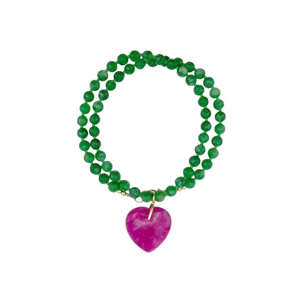 THE SILVER WREN Abel Beaded Necklace in Green and Pink 18" - flyKAMP