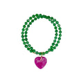 THE SILVER WREN Abel Beaded Necklace in Green and Pink 18" - flyKAMP