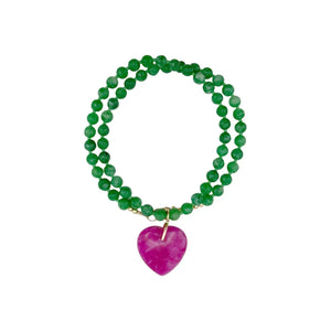 THE SILVER WREN Abel Beaded Necklace in Green and Pink 18"