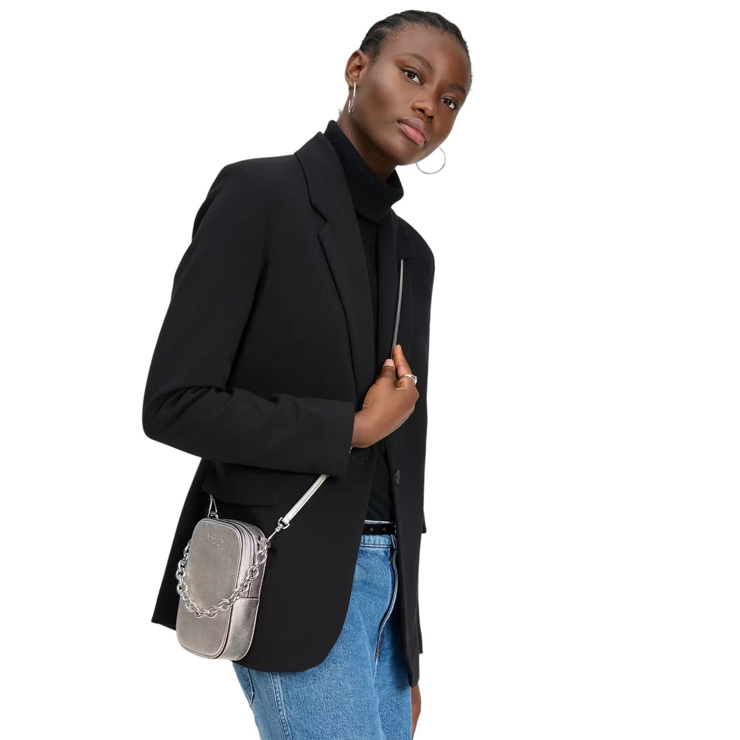 KATE SPADE New York Jolie Metallic Chain Phone Crossbody+Additional Chain Strap