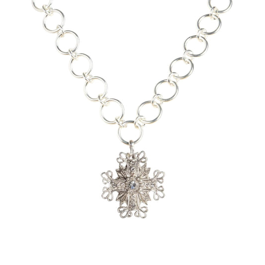 VIRGINS SAINTS & ANGELS VSA The Betty Chain with Electra Cross Medallion Silver