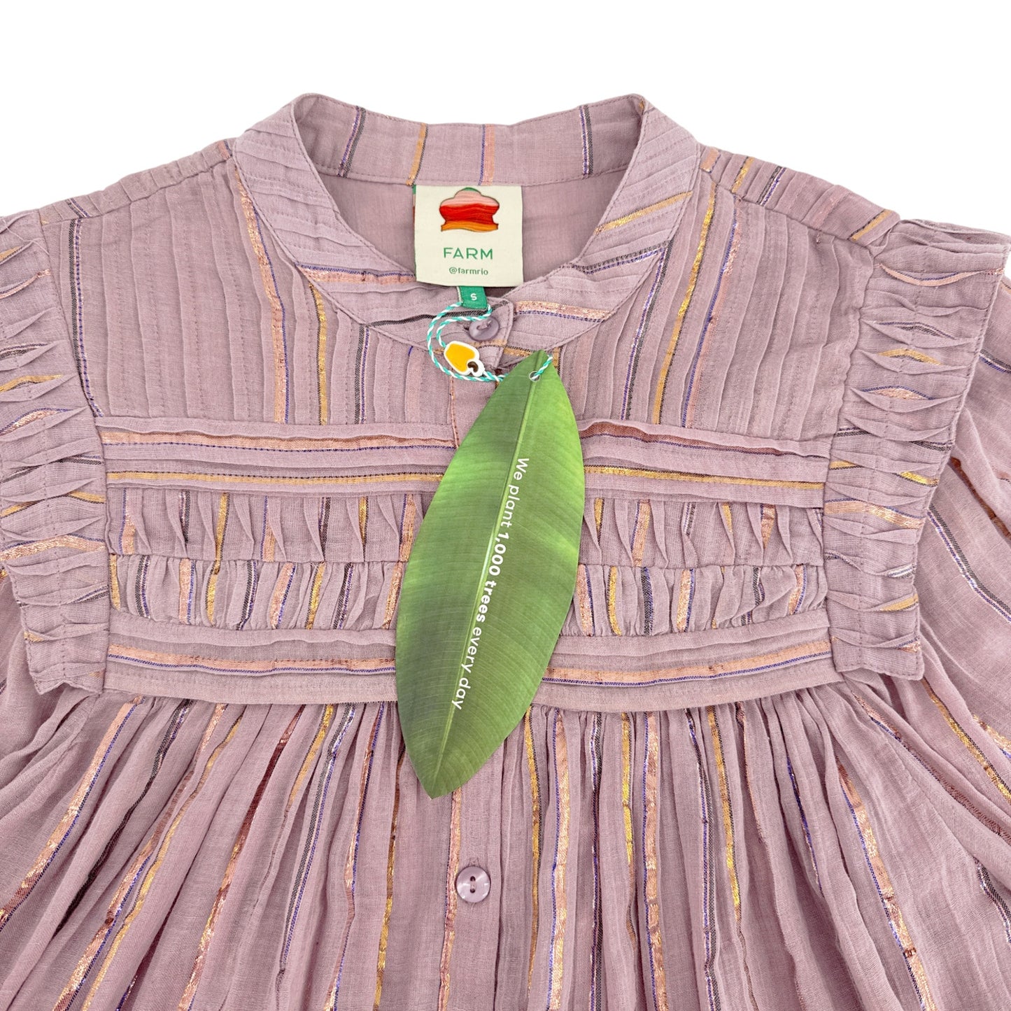 FARM RIO Pleated Yoke Blouse Light Pink S