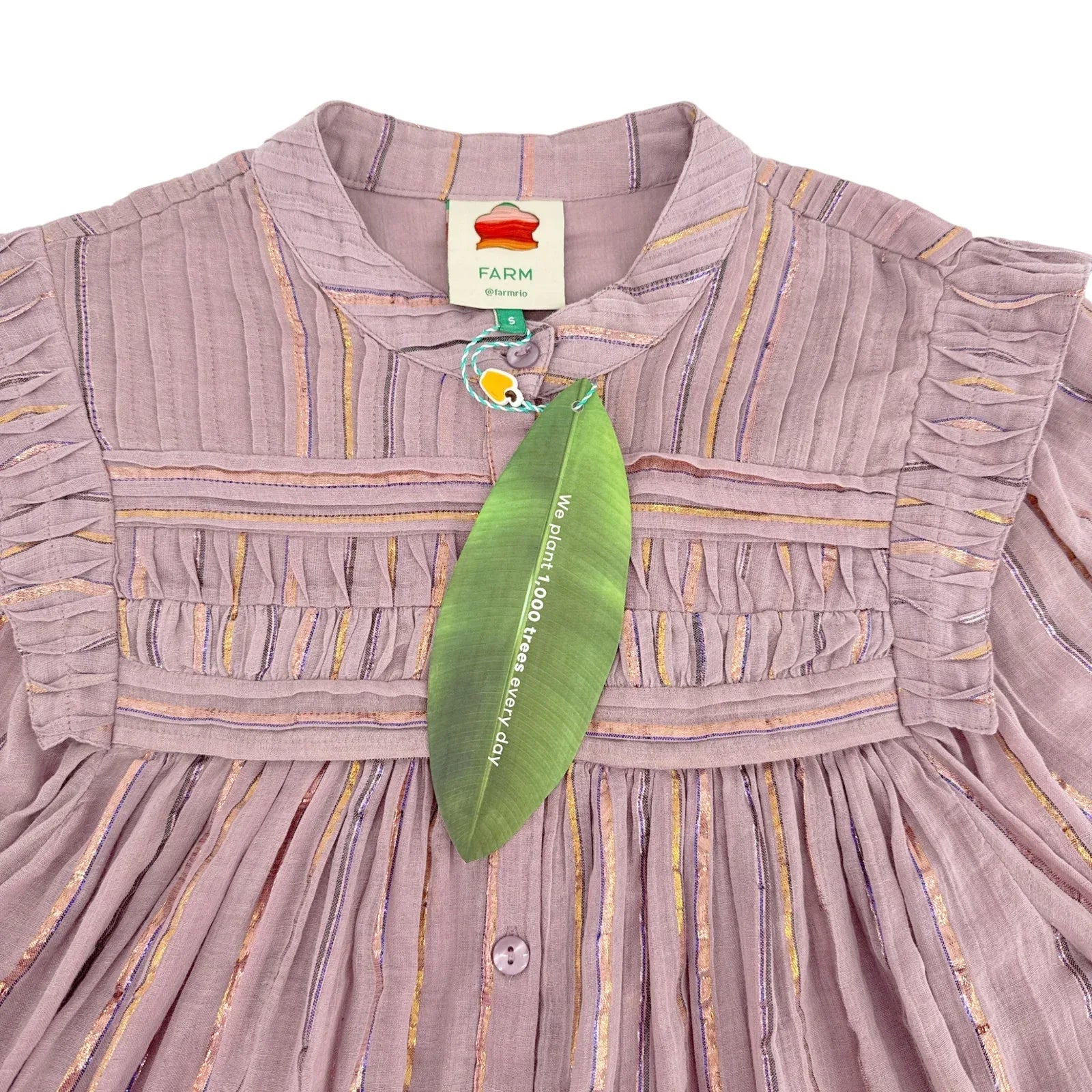 FARM RIO Pleated Yoke Blouse Light Pink S - flyKAMP