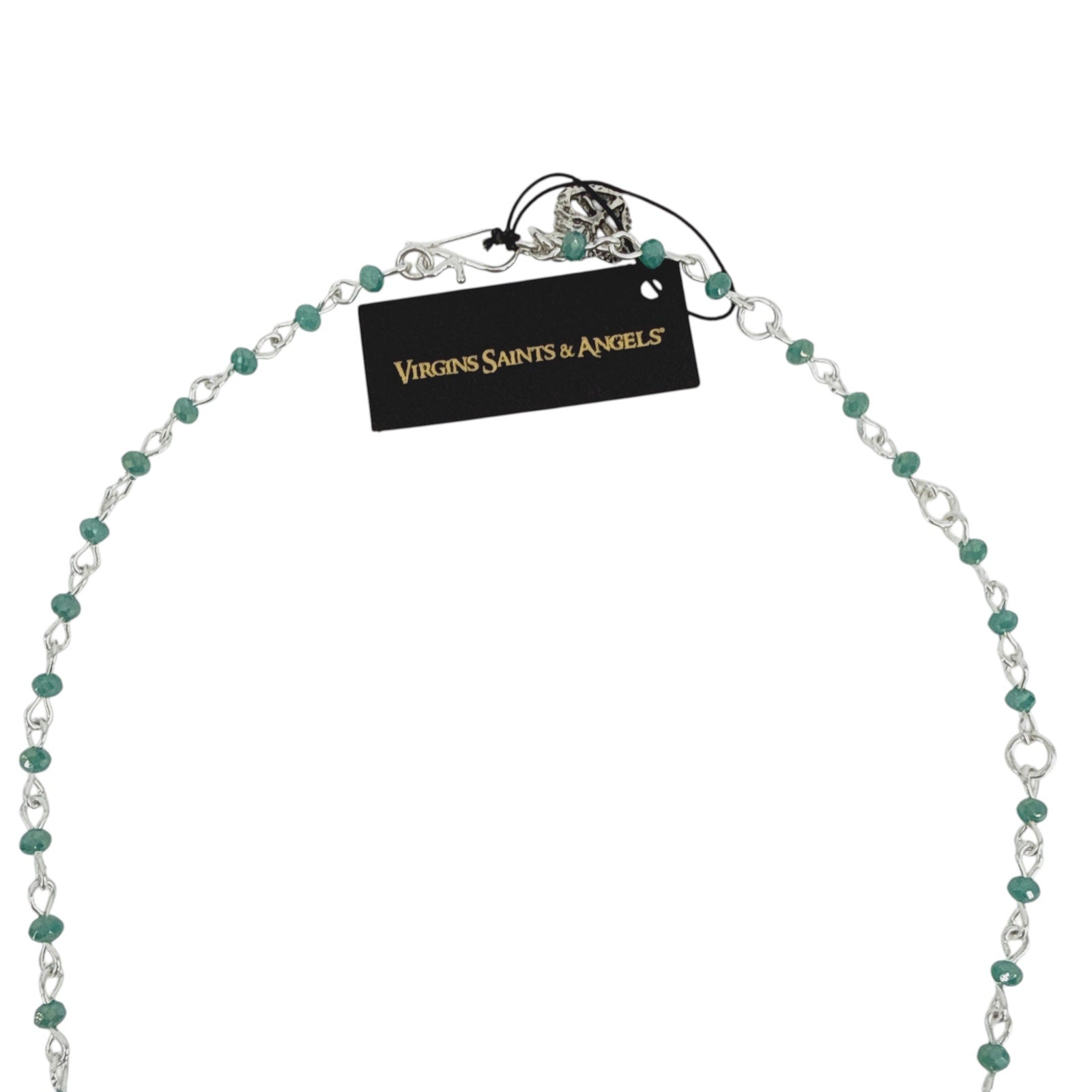 VIRGINS SAINTS & ANGELS VSA Retablo Guadalupe Rosary Necklace Silver & Turquoise Virgins Saints & Angels