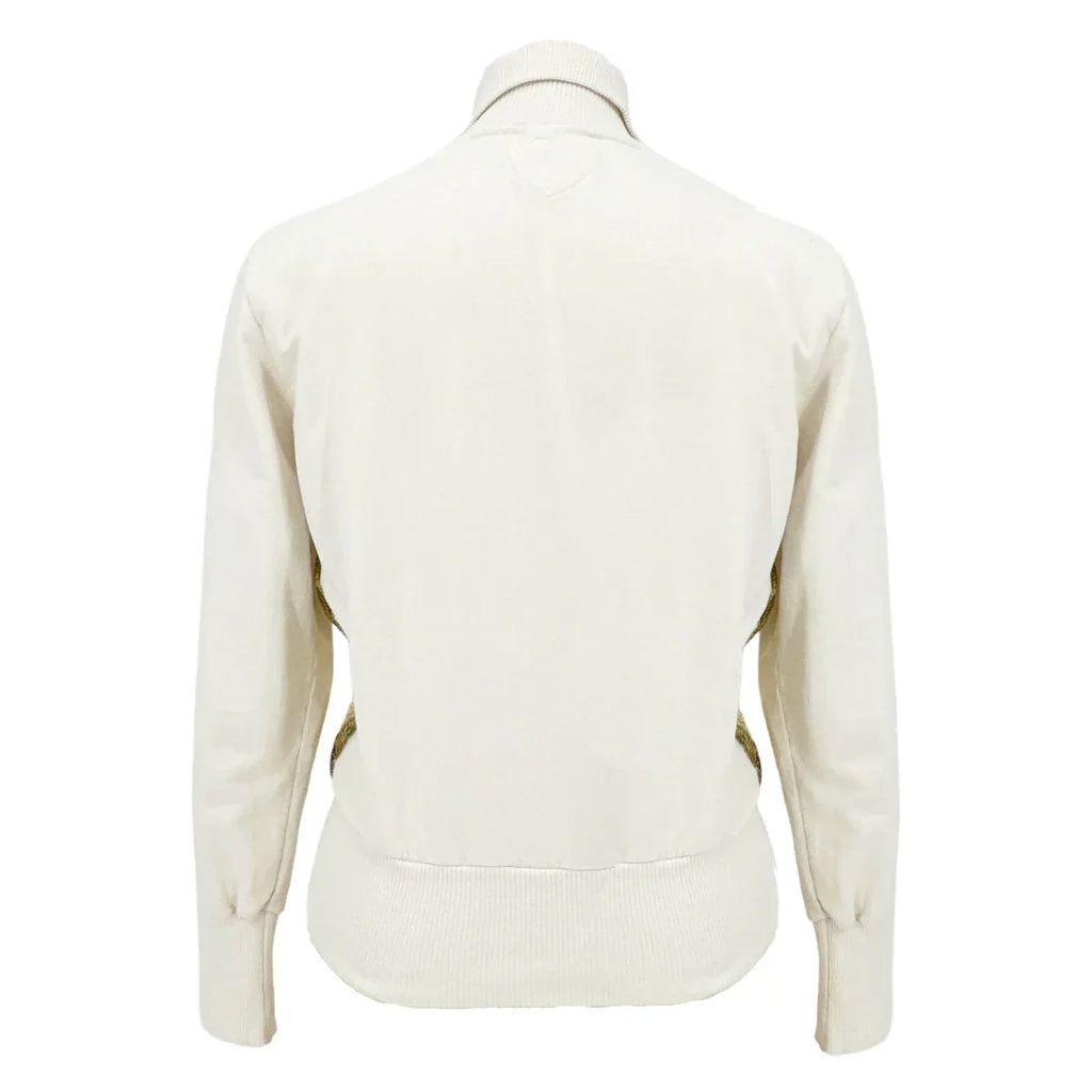 PRIMP Sequin Zip Sweatshirt in Cream & Gold S - flyKAMP