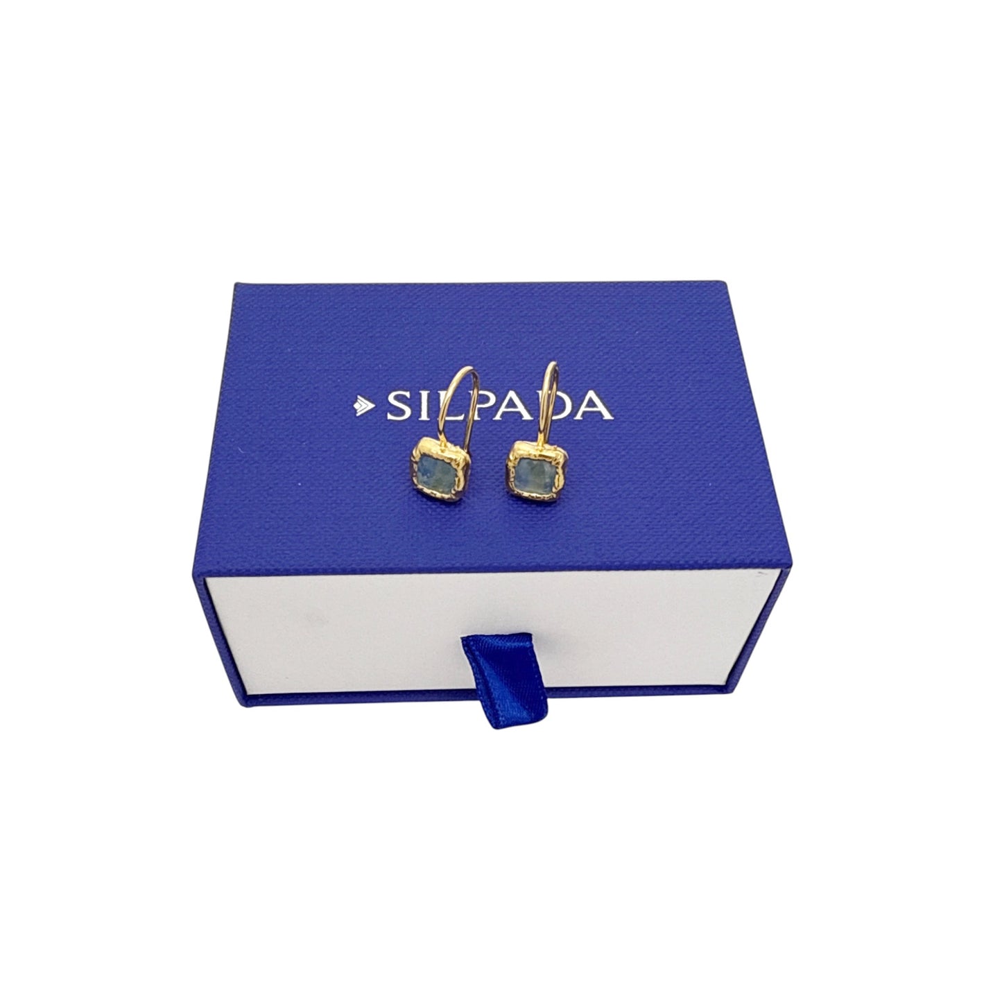 SILPADA Mediterra Natural Aquamarine Petite Drop Earrings in 14K Gold-Plated SS