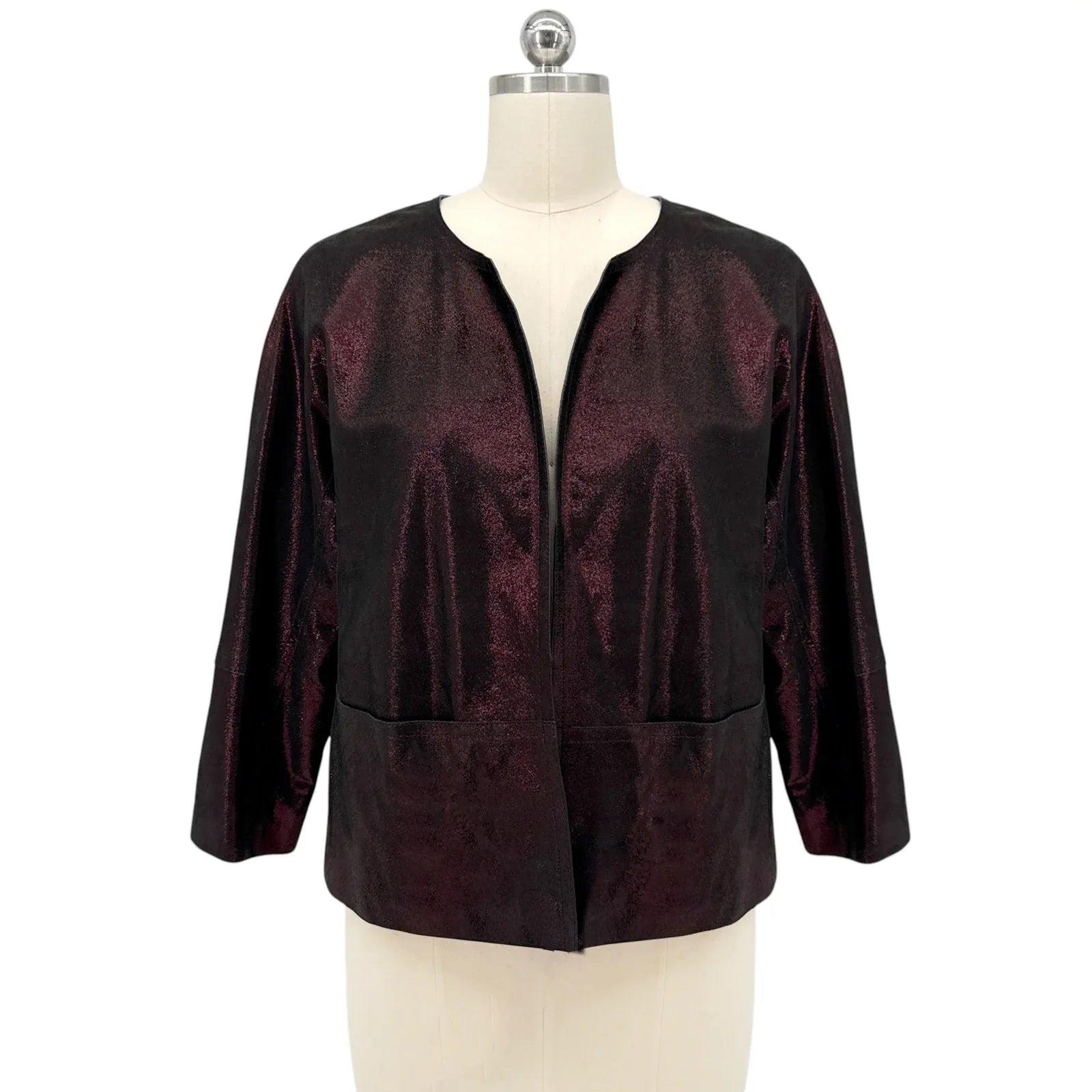 LAFAYETTE 148 New York 3/4 Sleeve Ritchie Leather Jacket in Beet 8|M - flyKAMP