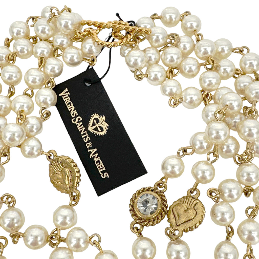 VIRGINS SAINTS & ANGELS VSA Magdalena Necklace 6mm Pearl Cream & Gold Virgins Saints & Angels