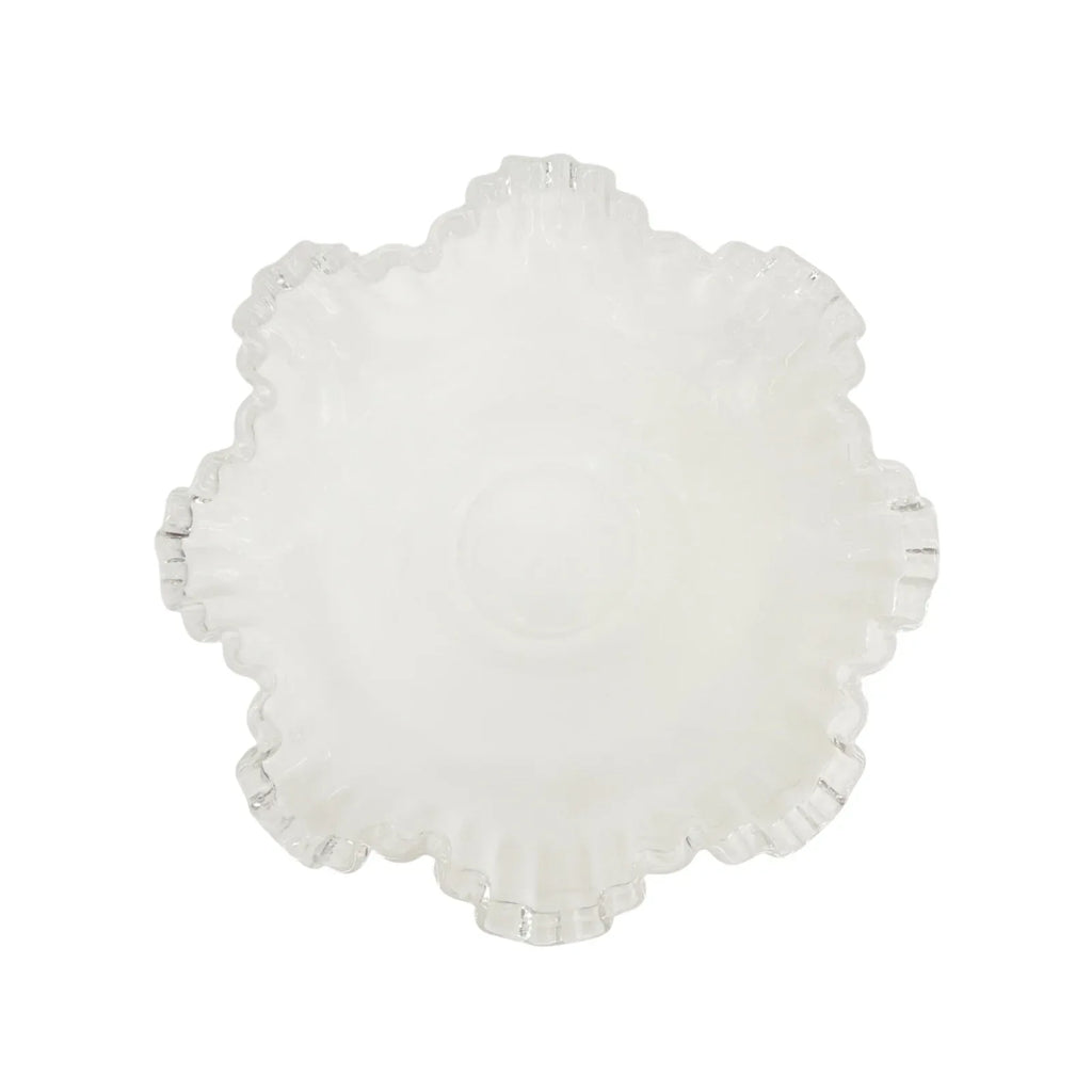 FENTON ART GLASS Vintage Silver Crest Bowl with Ruffle Top - flyKAMP