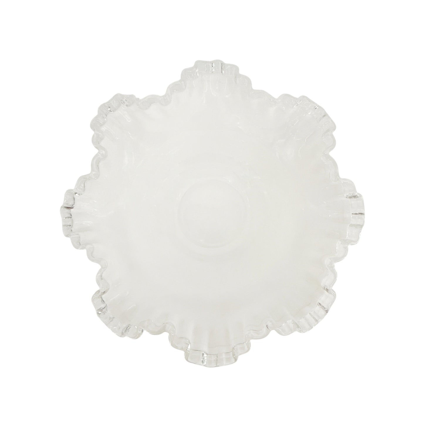 FENTON ART GLASS Vintage Silver Crest Bowl with Ruffle Top