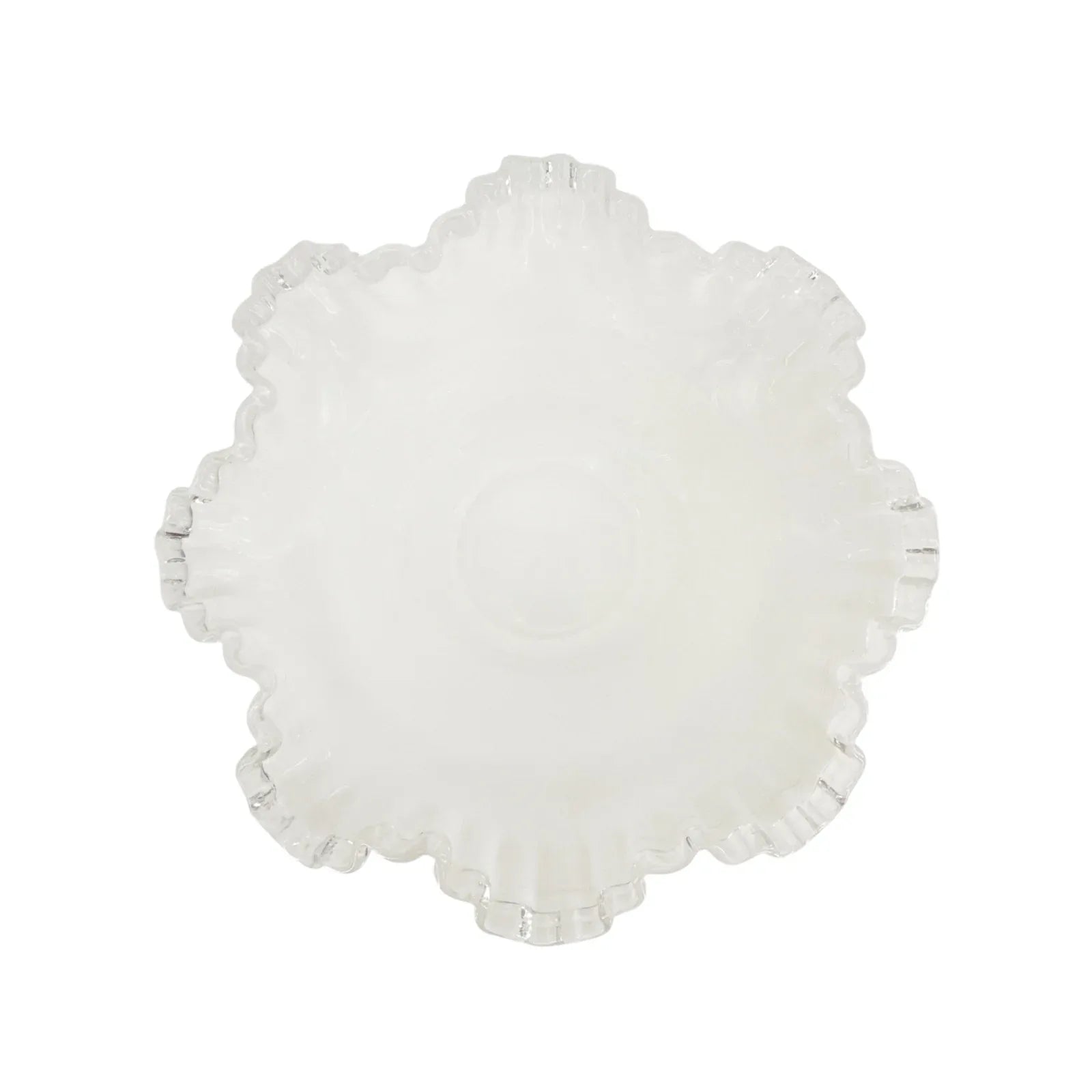 FENTON ART GLASS Vintage Silver Crest Bowl with Ruffle Top - flyKAMP