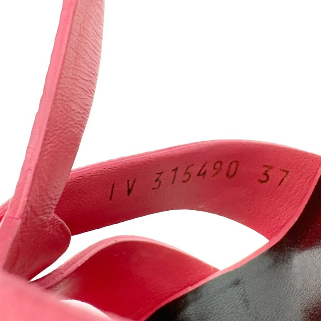 SAINT LAURENT Grained Calfskin Tribute 75 Platform Sandals in Rose Clair 37 - flyKAMP